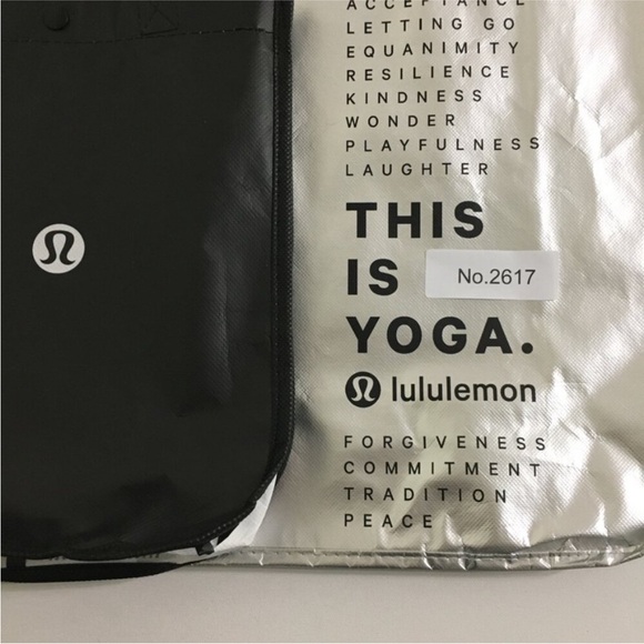 Lululemon 2 Sizes Gift Bags Silver and Black Lululemon Logo This is Yoga Printed - Picture 15 of 15